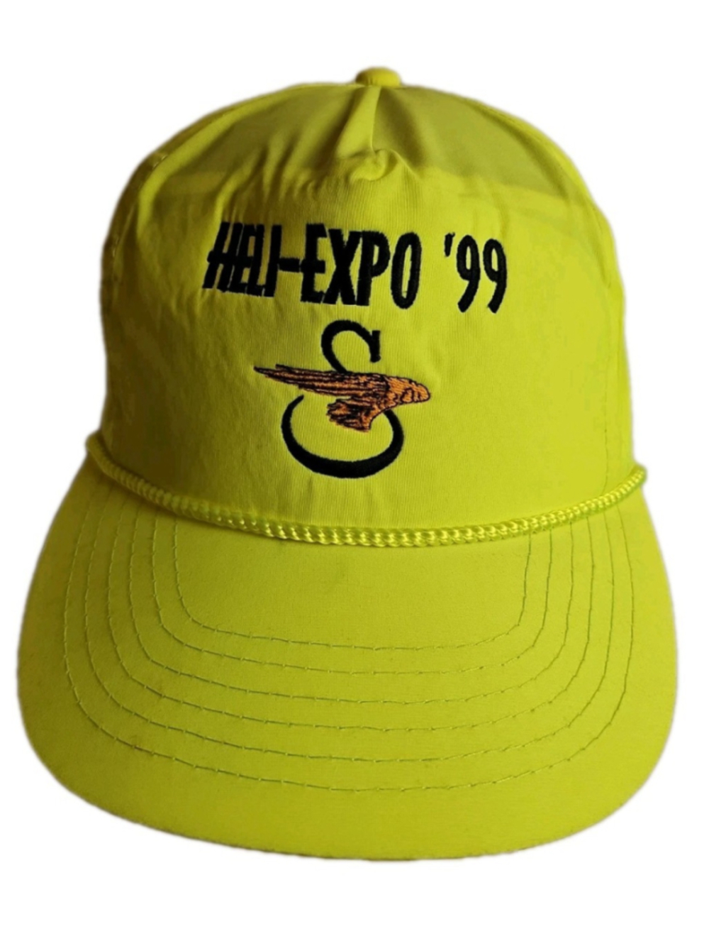 Vintage Heli-Expo '99 Neon Yellow Hat 1999 Helicopter Expo Snapback Adjustable